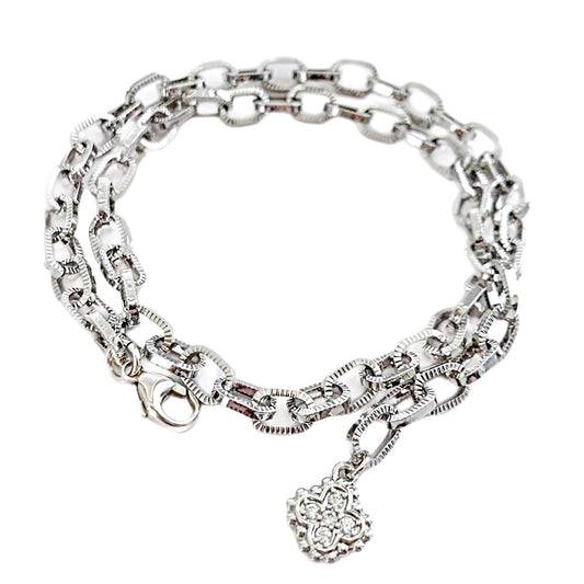 Taylor Cable Chain Quatrefoil Wrap Bracelet in Silver