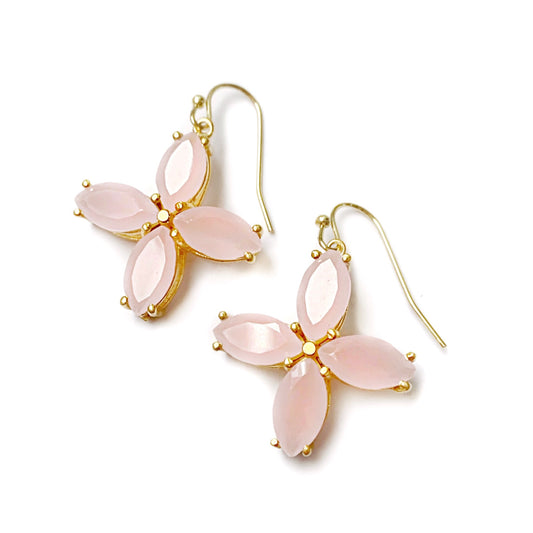 Pink Chalcedony Quatrefoil Signature Earrings