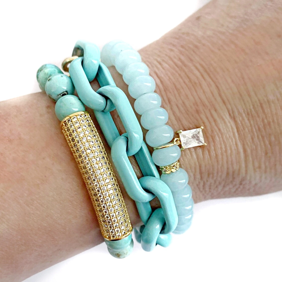 Pastel Enamel Chain Bracelets - More colors available