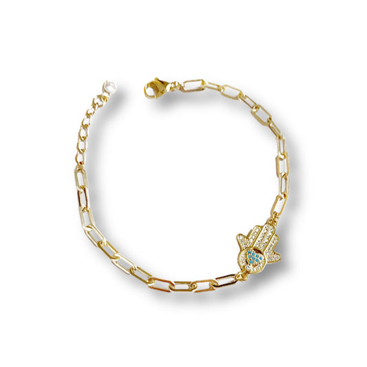 14k Gold Filled Hamsa Chain Bracelet