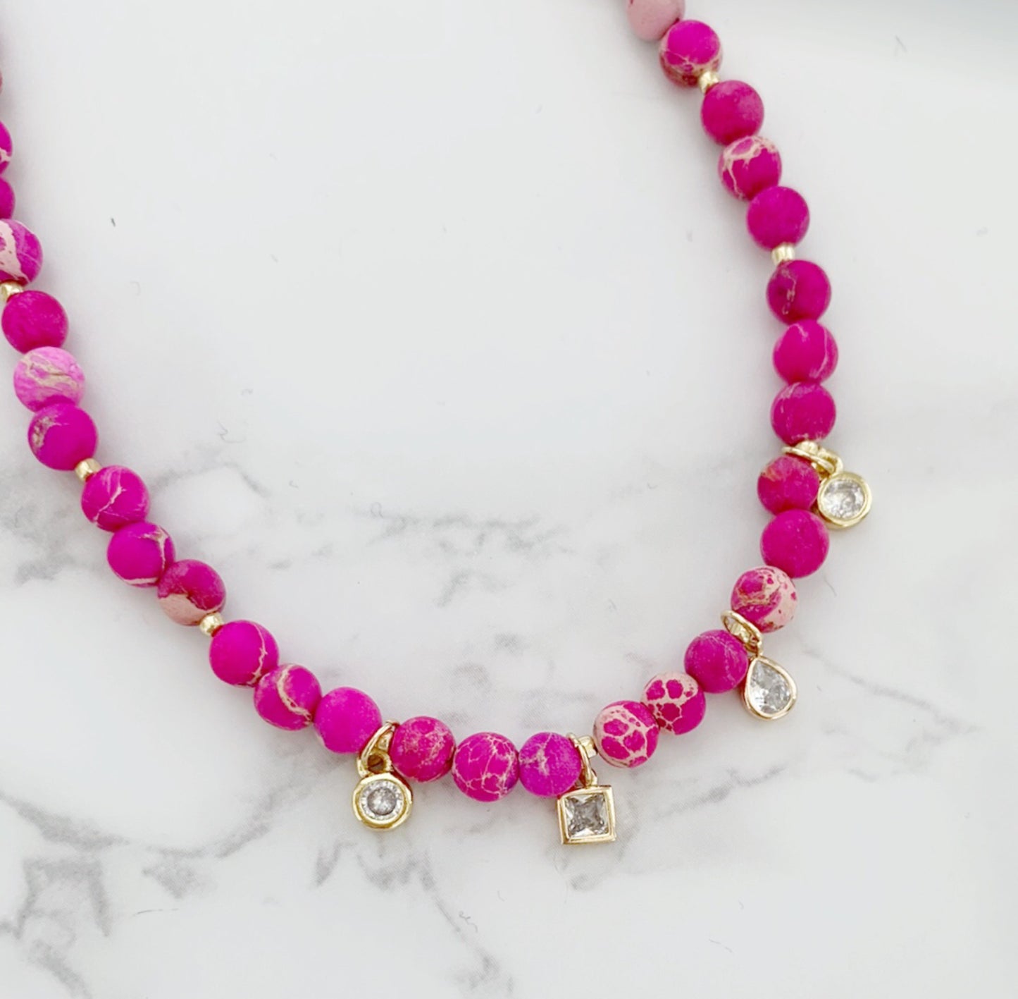 Pink Jasper Petite Charm Necklace