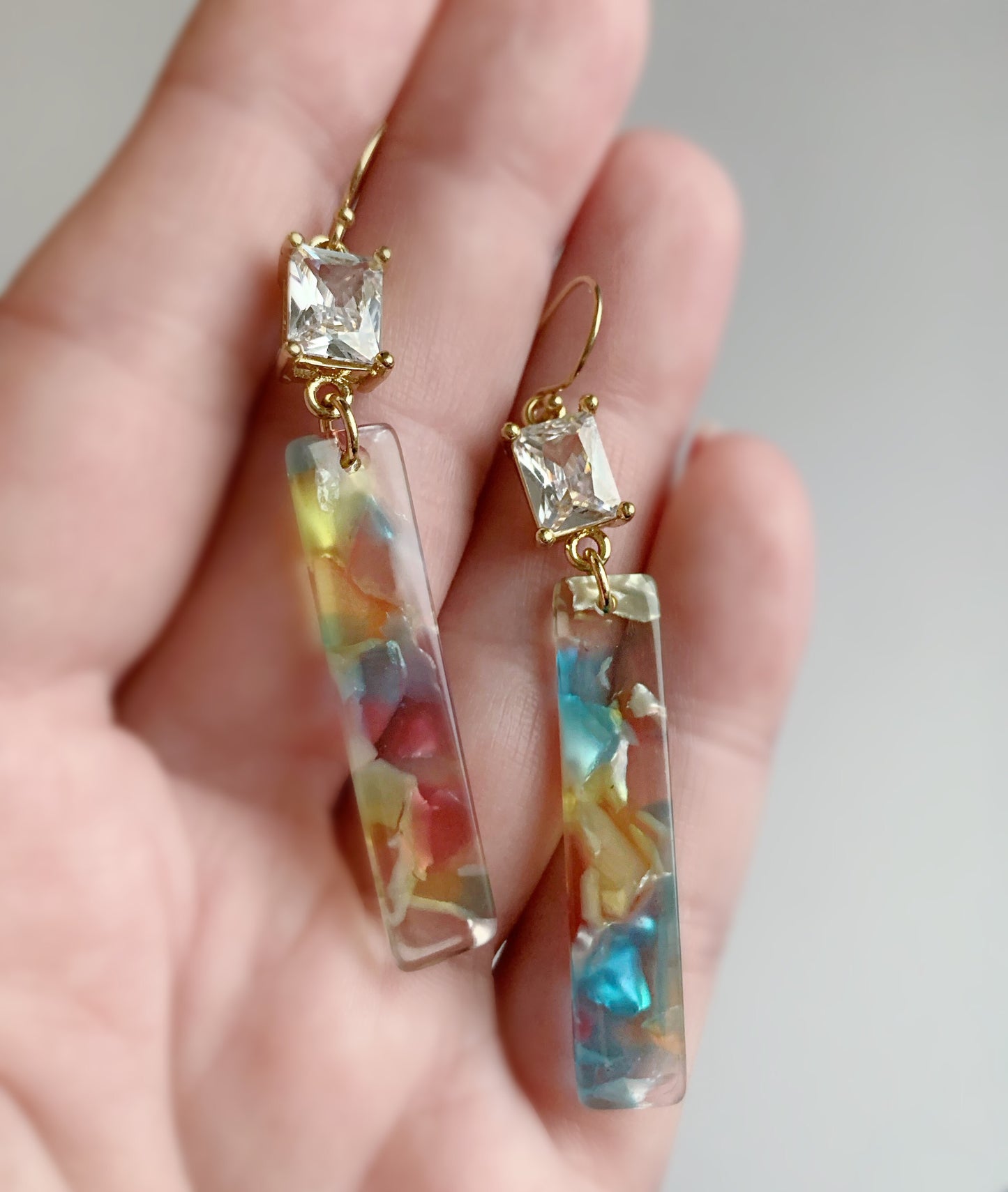 Summer Days Sparkly Square Earrings