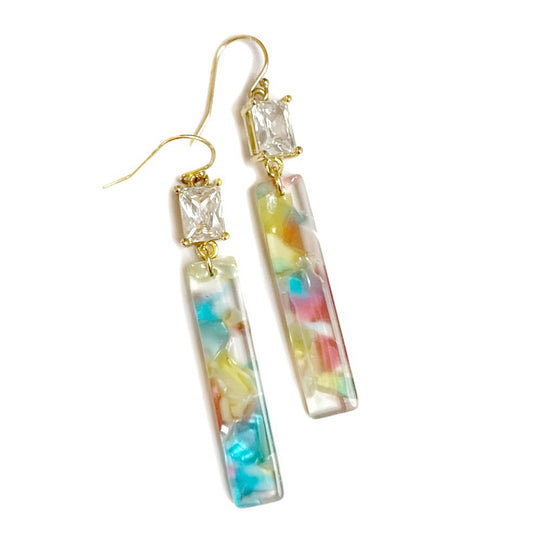 Summer Days Sparkly Square Earrings