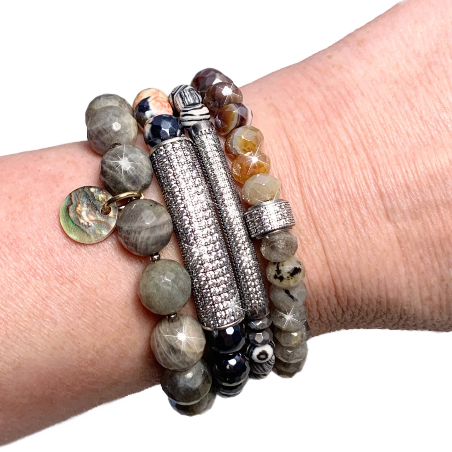 Bar Bracelet in Mystic Black Ombré Agate - LJFjewelry