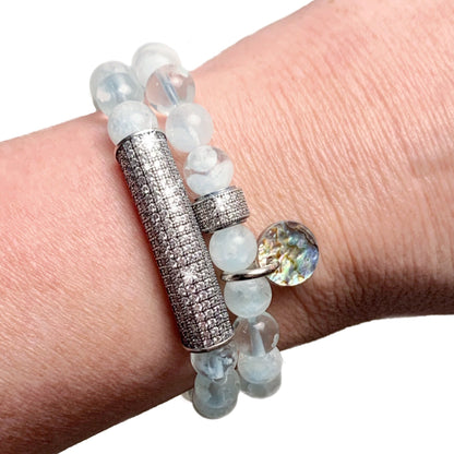 Bar Bracelet in Pale Blue Quartz - LJFjewelry