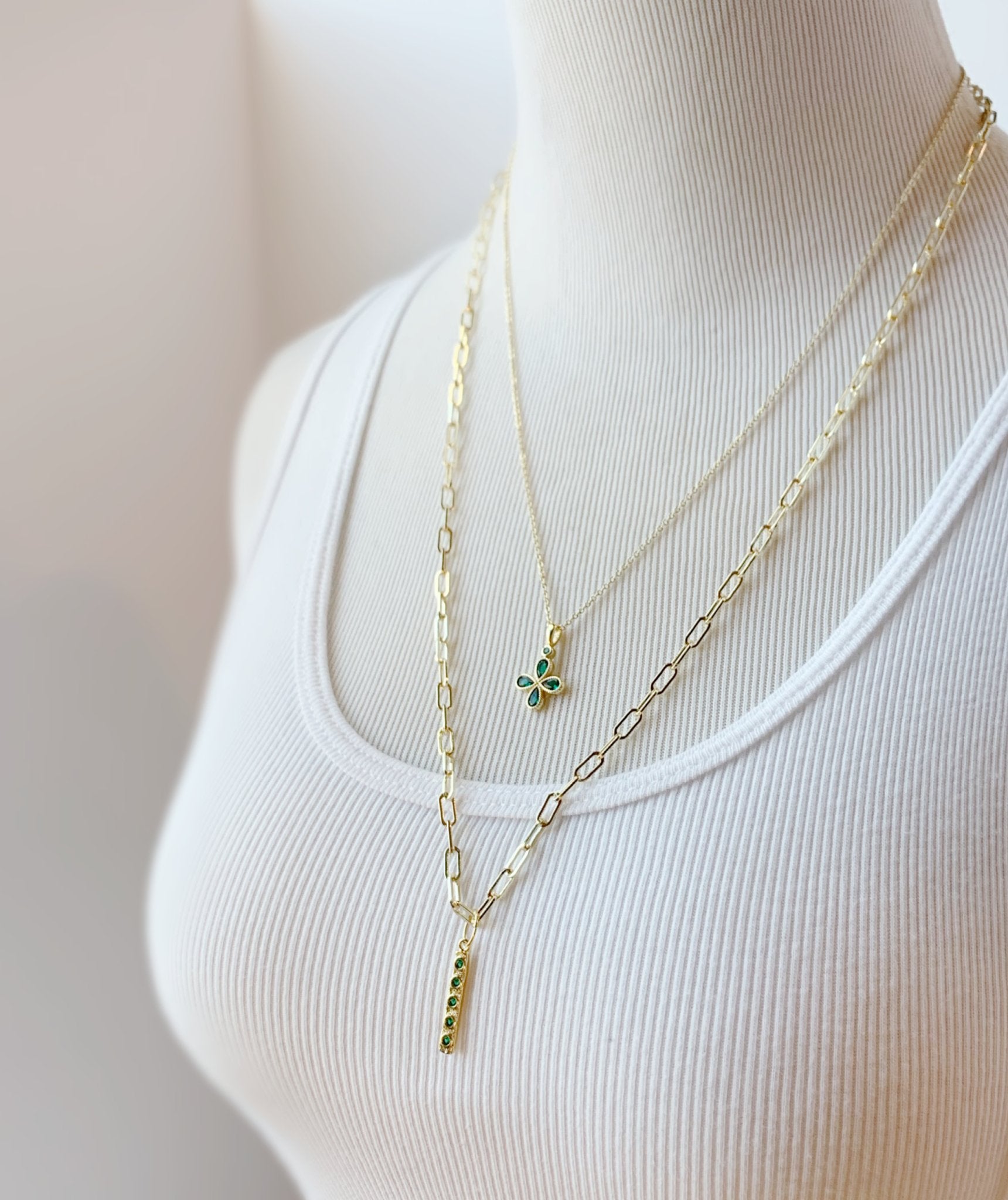 Emerald Clover Pendant Necklace - LJFjewelry