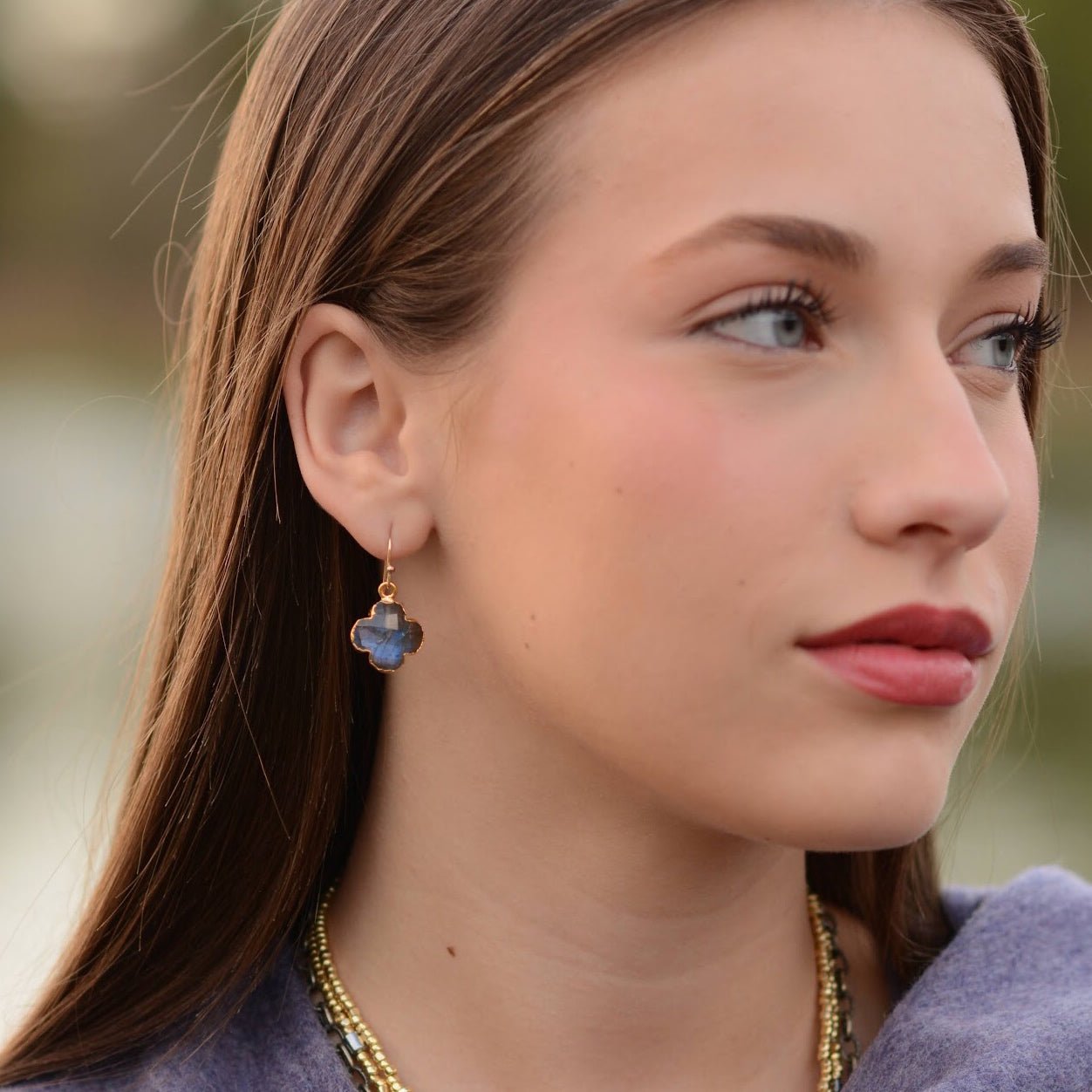 Labradorite Quatrefoil Earrings - LJFjewelry