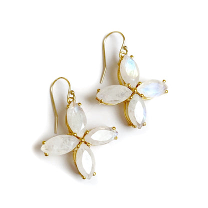 Moonstone Quatrefoil Signature Earrings - LJFjewelry