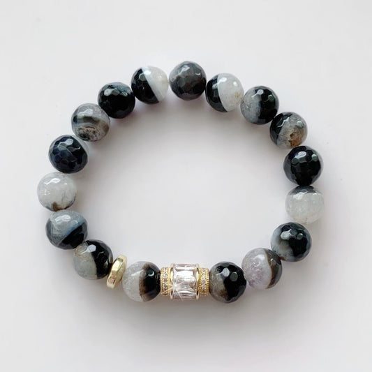 Mottled Black Agate Bracelet - LJFjewelry