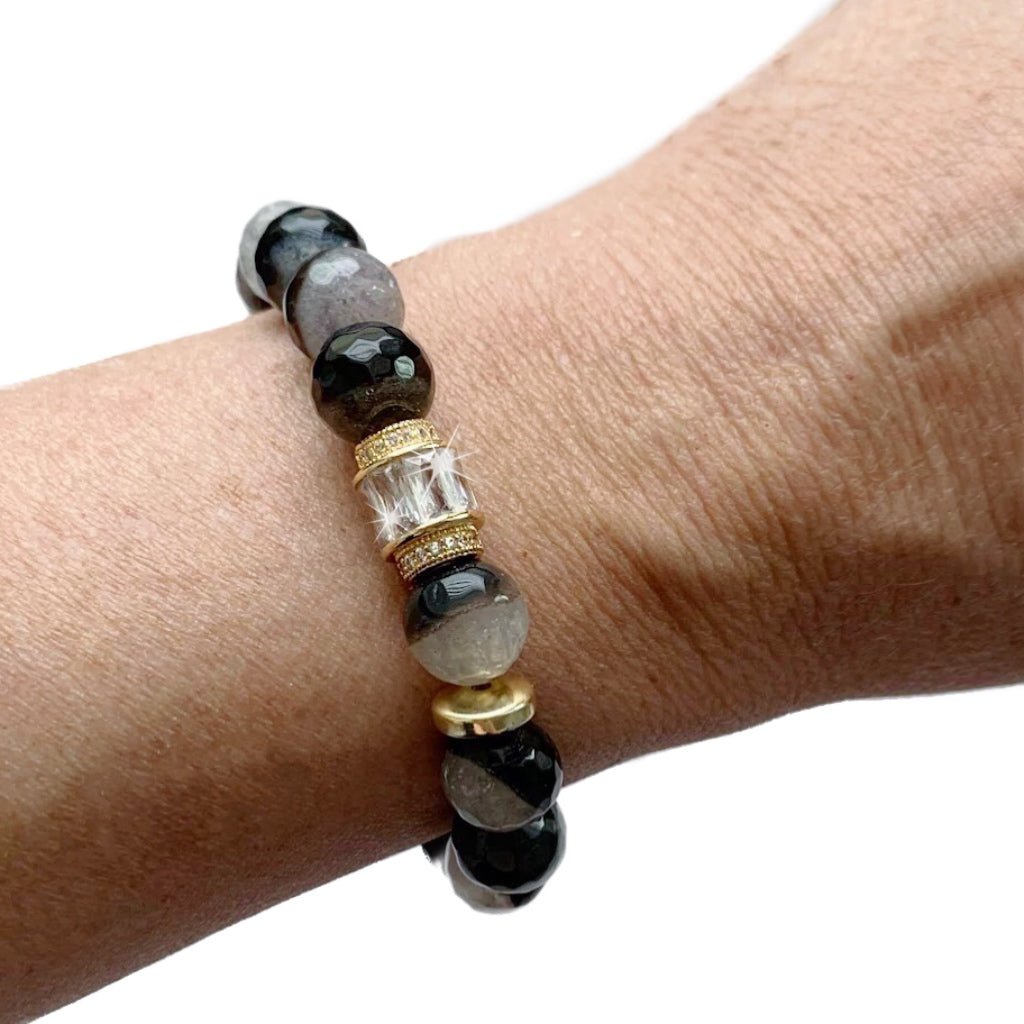 Mottled Black Agate Bracelet - LJFjewelry