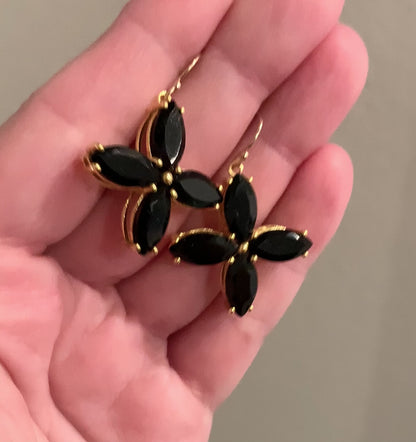 Black Agate Quatrefoil Earrings