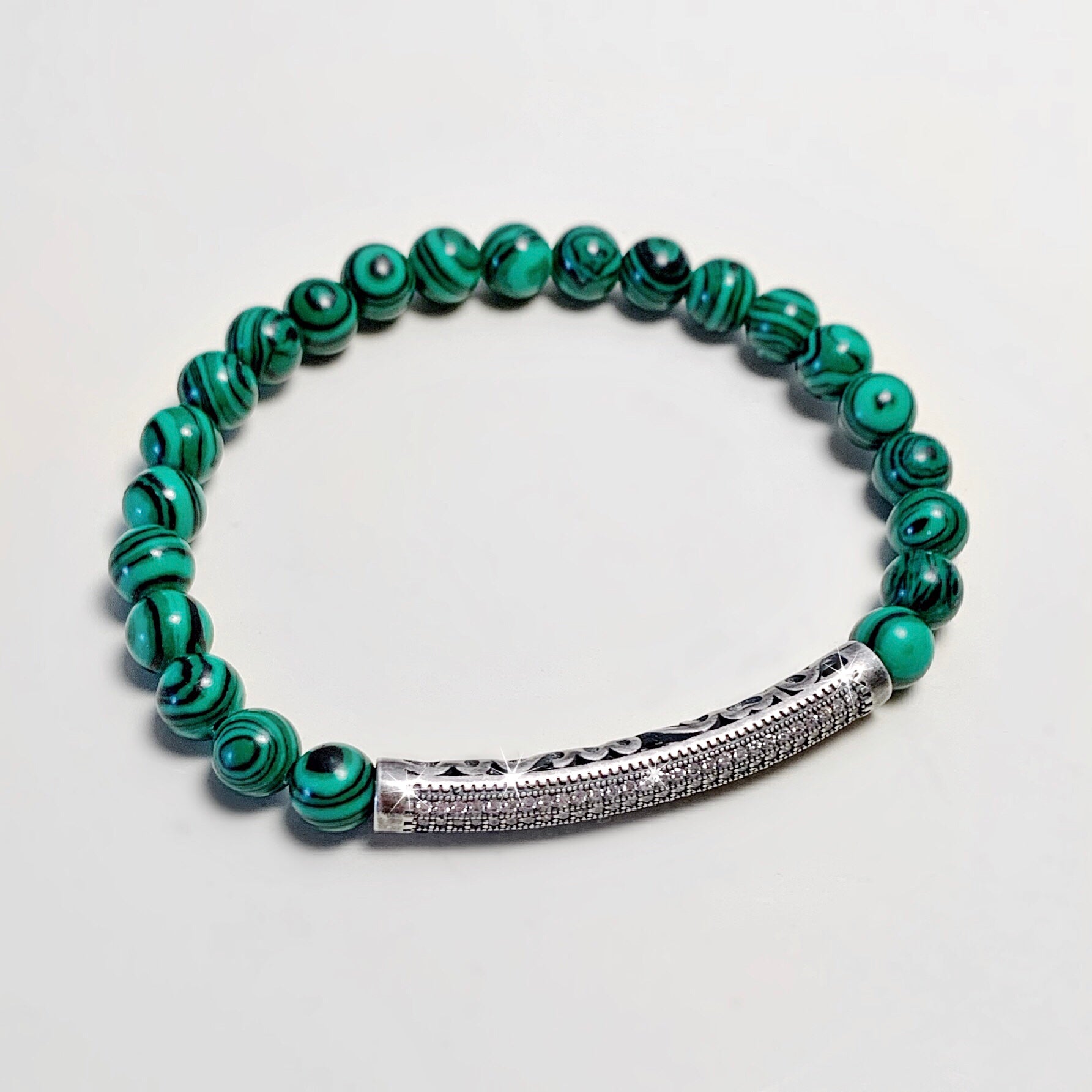 Skinny Bar Bracelet in Malachite Jasper - LJFjewelry