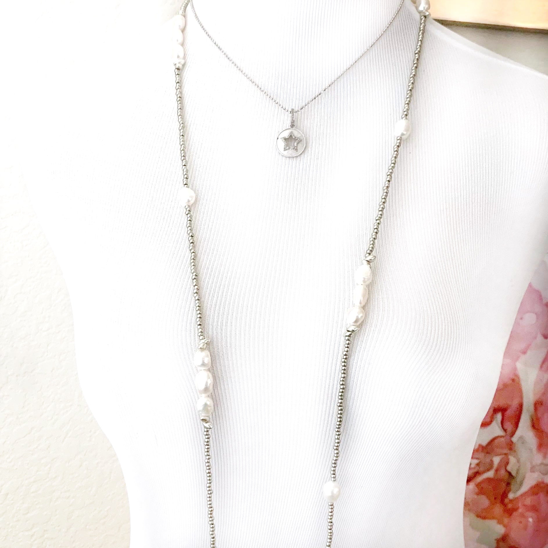 Aurora Wrap in Silver & Freshwater Pearls - LJFjewelry
