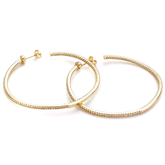 Big Gold CZ Encrusted Hoop Earrings - Best seller! - LJFjewelry