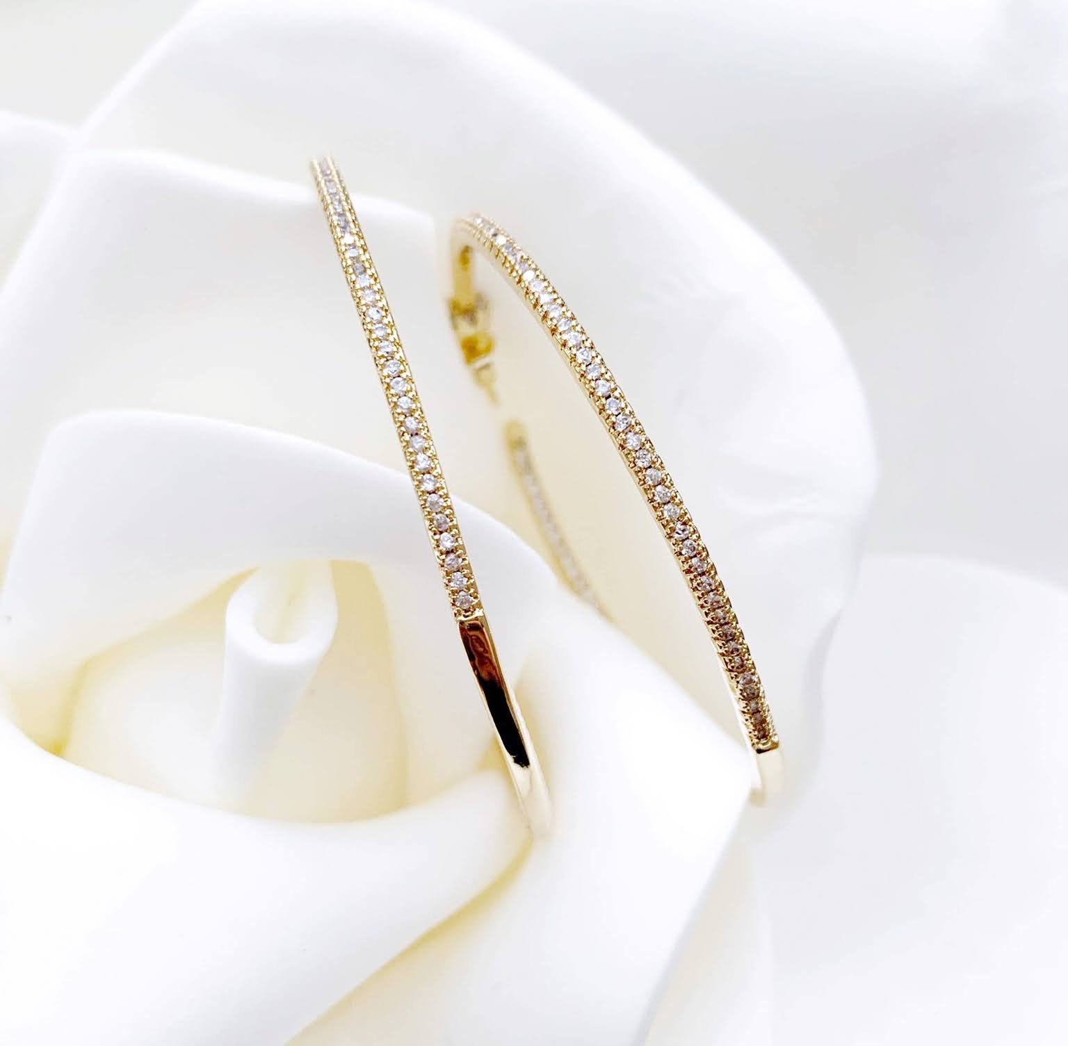 Big Gold CZ Encrusted Hoop Earrings - Best seller! - LJFjewelry