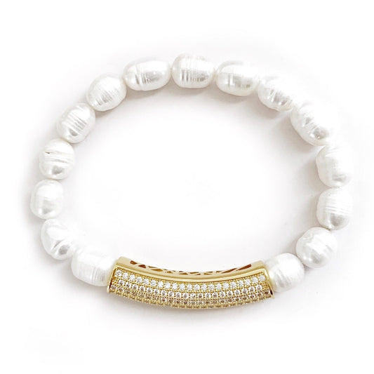 Freshwater Pearl Tube Stretch Bracelet - LJFjewelry