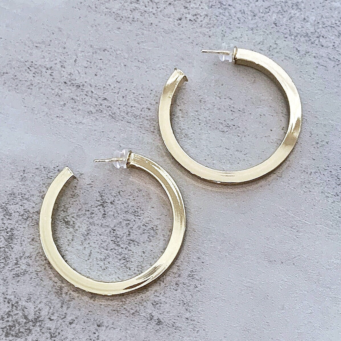 Large Square Tube Hoop Earrings in Gold - LJFjewelry