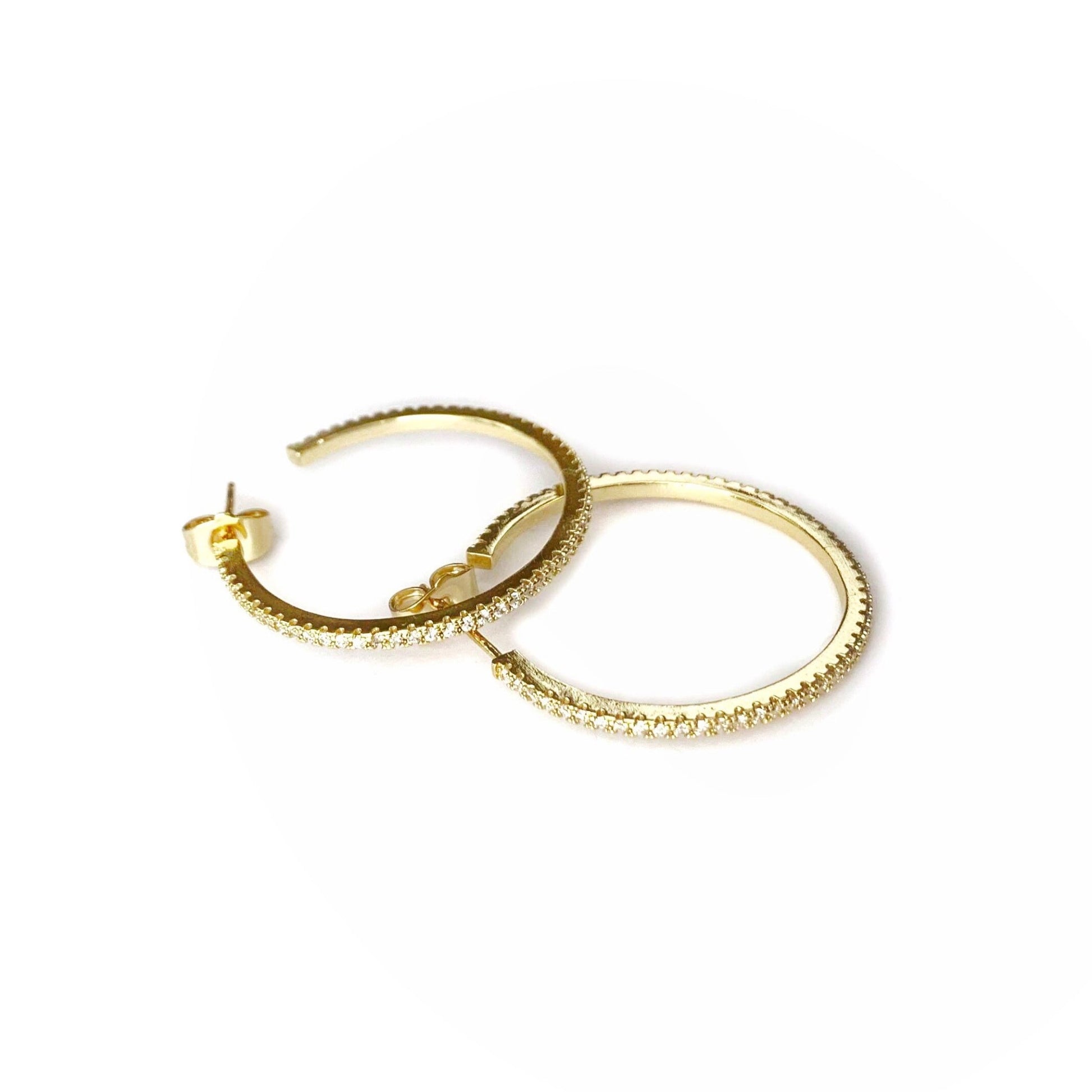 Petite Gold CZ Encrusted Hoop Earrings - BEST SELLERS - LJFjewelry