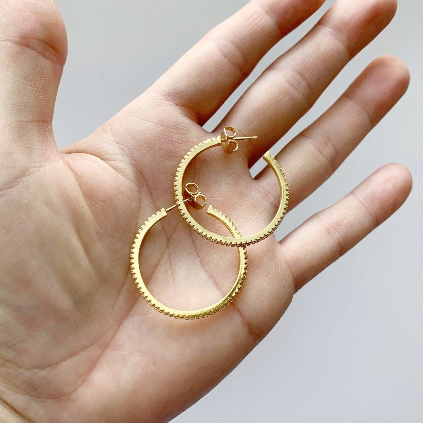 Petite Gold CZ Encrusted Hoop Earrings - BEST SELLERS - LJFjewelry