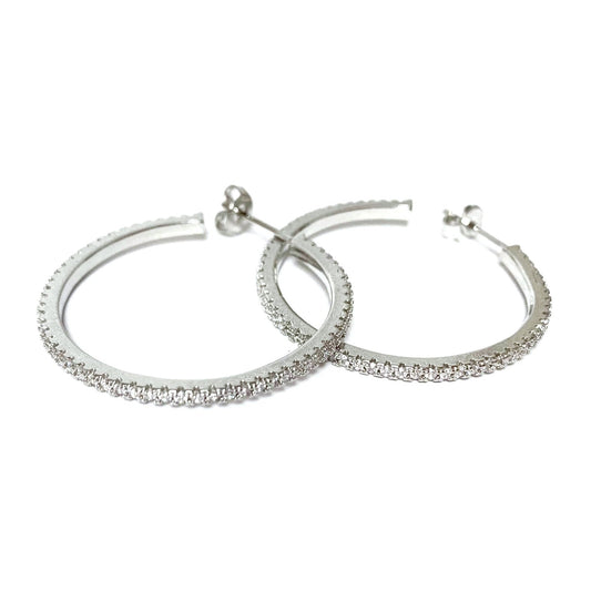 Petite Silver CZ Encrusted Hoop Earrings - BEST SELLERS - LJFjewelry