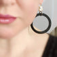 Sparkly Square CZ & Black Acrylic Hoop Earrings - LJFjewelry